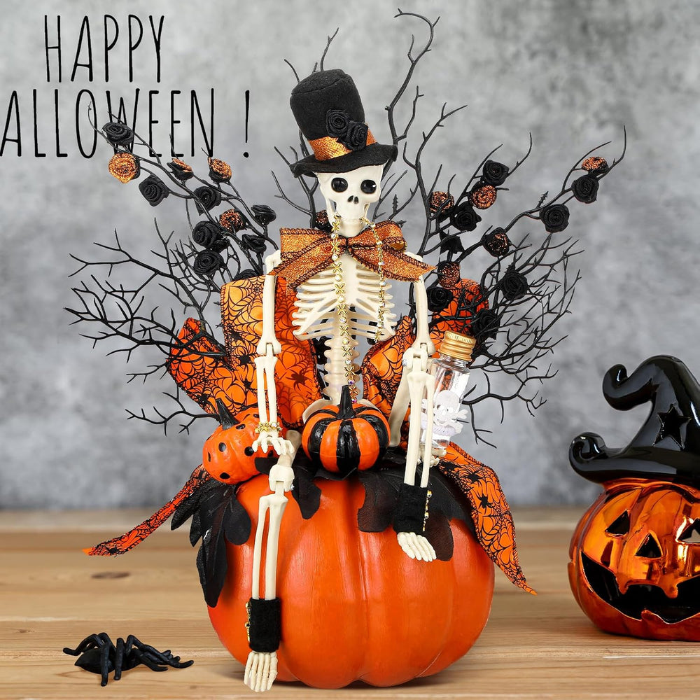 Daifunli Halloween Table Centerpieces Decorations, Skull Pumpkin