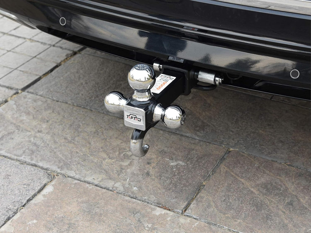 TOPTOW 64180 Trailer Receiver Hitch Triple Ball Mount with Hook, Chrome Balls...