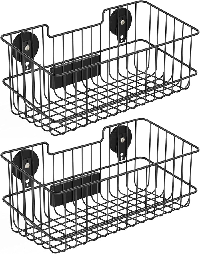 ULIBERMAGNET Magnetic Baskets, Large Capacity Metal Wire Mesh Basket Holder (2 Pack)