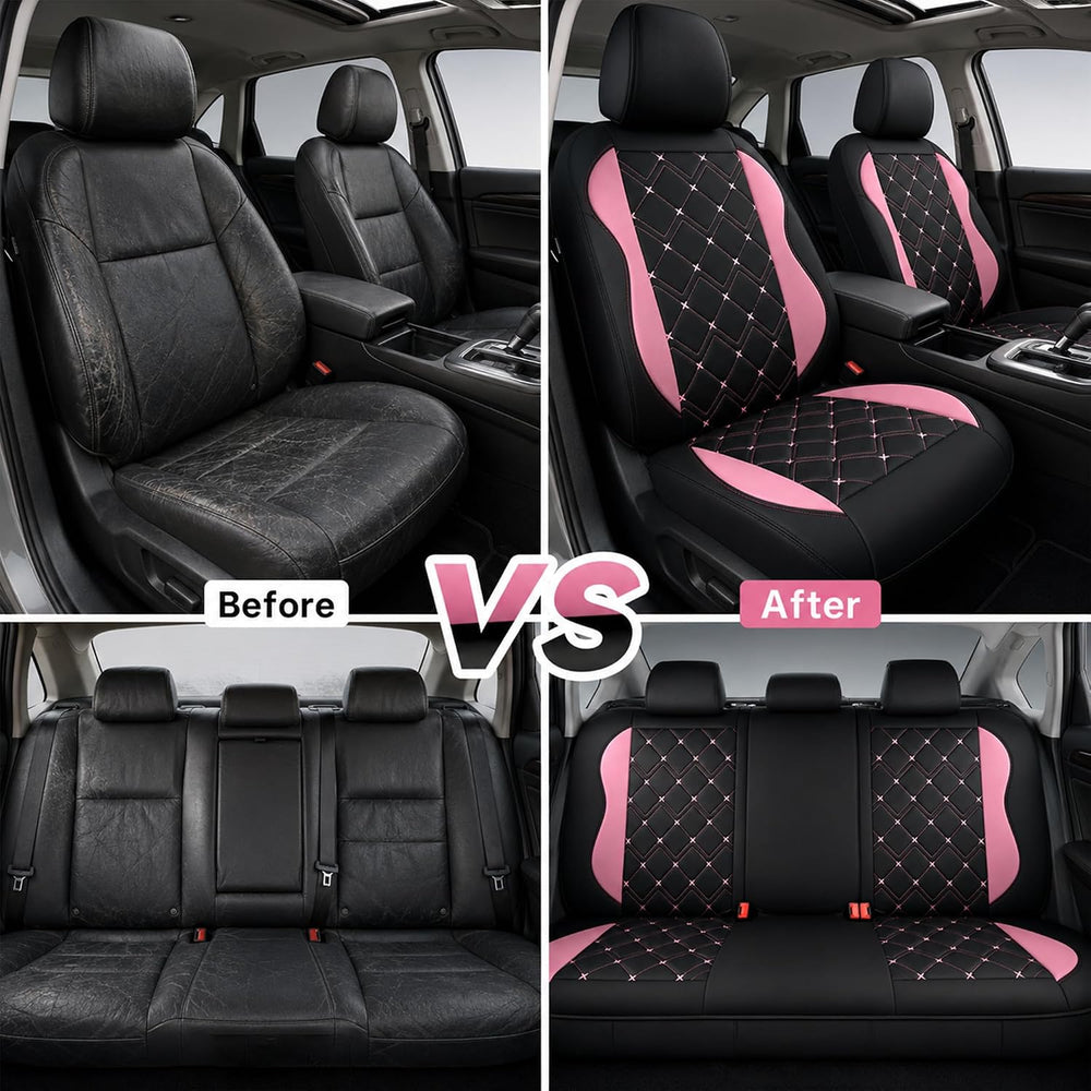 Road Comforts Seat Covers, Premium Leather Car Seat Covers Full Set for Women...
