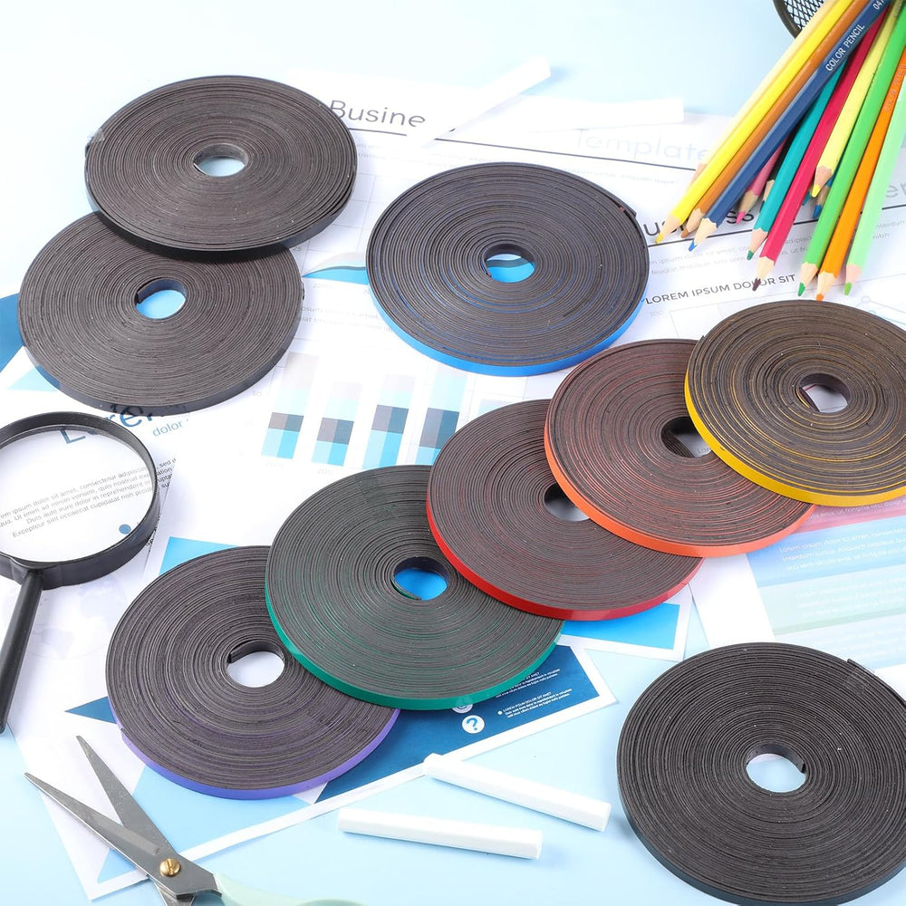 AmazingSpark 12Rolls Thin Magnetic Whiteboard Tape Line, 7 Color, 0.39 Inch