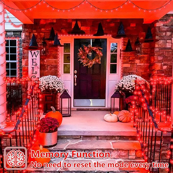 YEGUO 165ft 500 LED Halloween Lights Outdoor Waterproof, Red String Lights Pl...