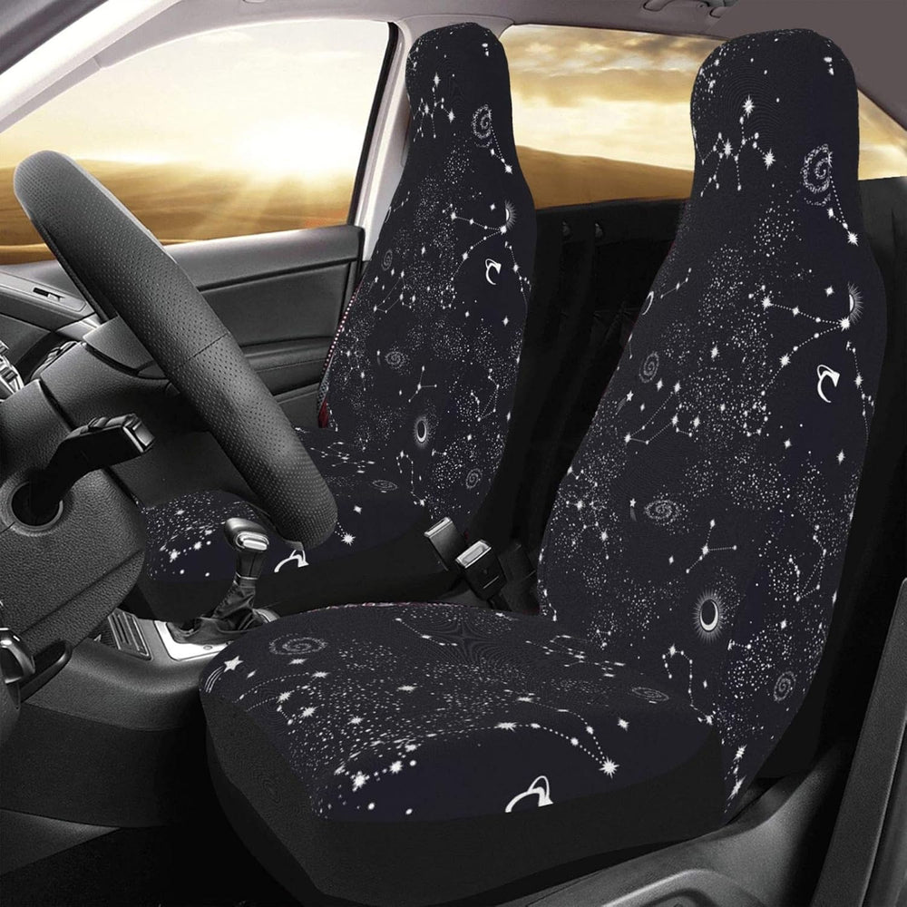 Car Seat Covers 2pc Front Seat Protector Cover Cushion Moon Space Planet Star...