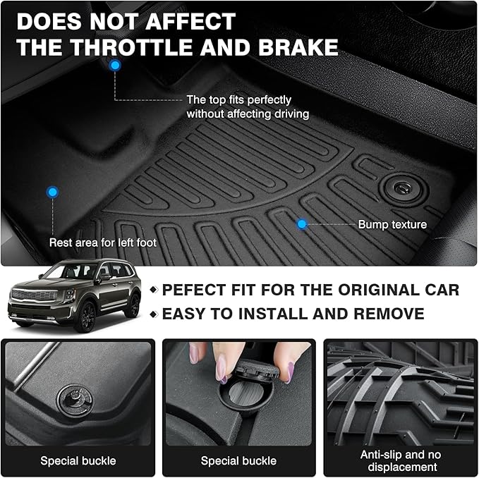Powerty Floor Mats for 2020-2025 2026 Kia Telluride 7 Seats Accessories All