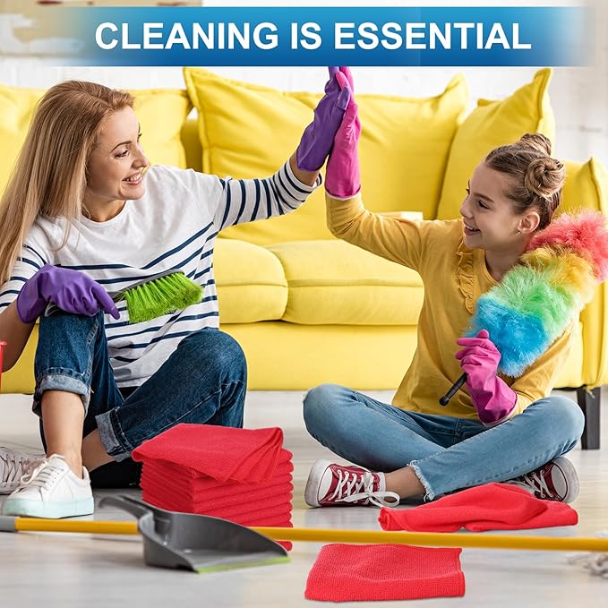 Tenare 100 Pack 12'' x 12'' Microfiber Cleaning Cloths Reusab...