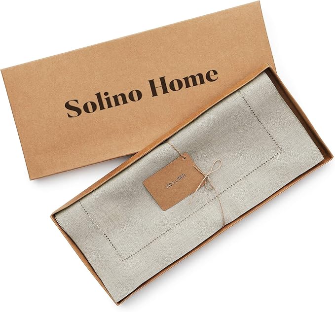 Solino Home Linen Natural Table Runner 72 Inches Long - 100% Pure Linen Hemst...