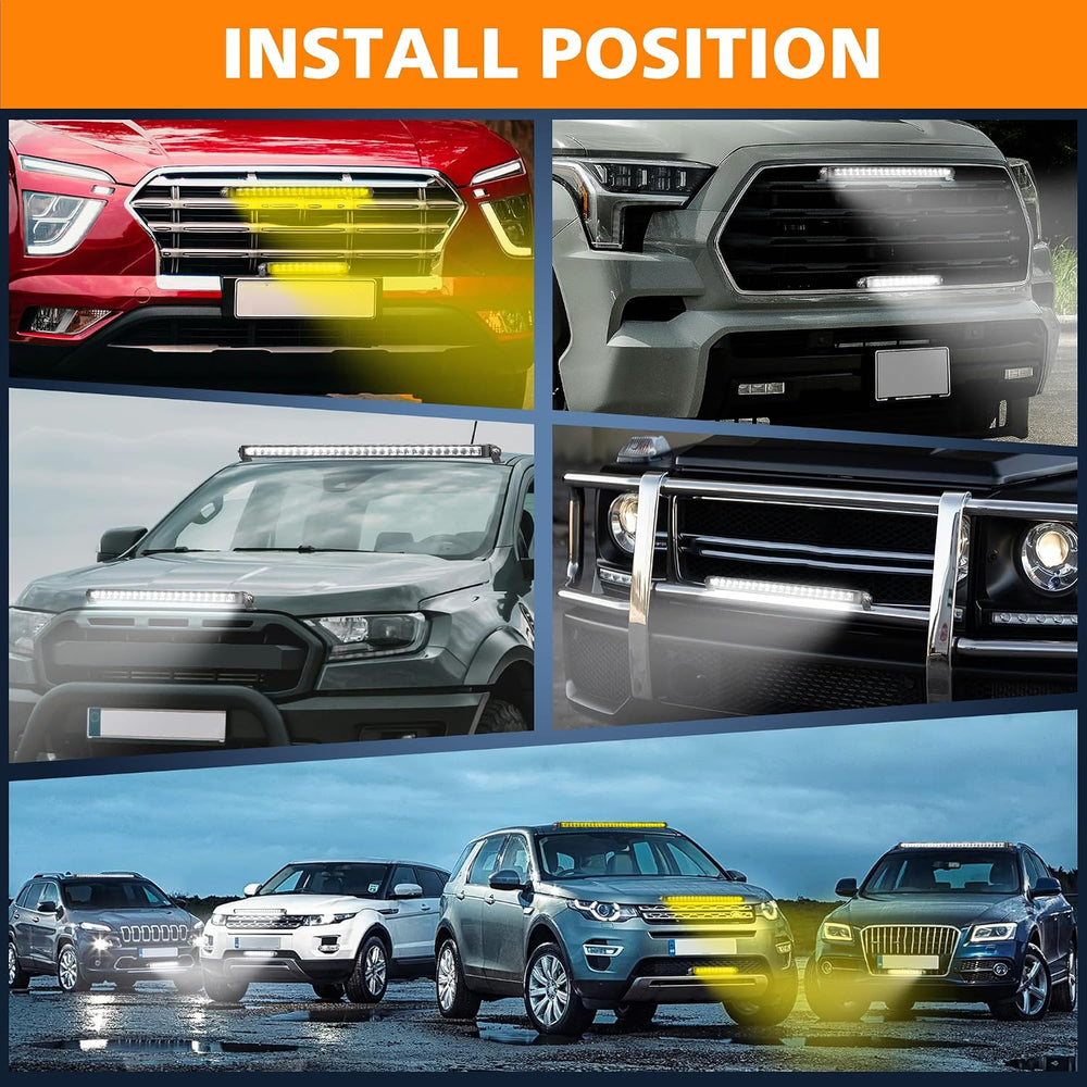 White Amber LED Light Bar 12”100W Slim Off Road Auxiliary Light