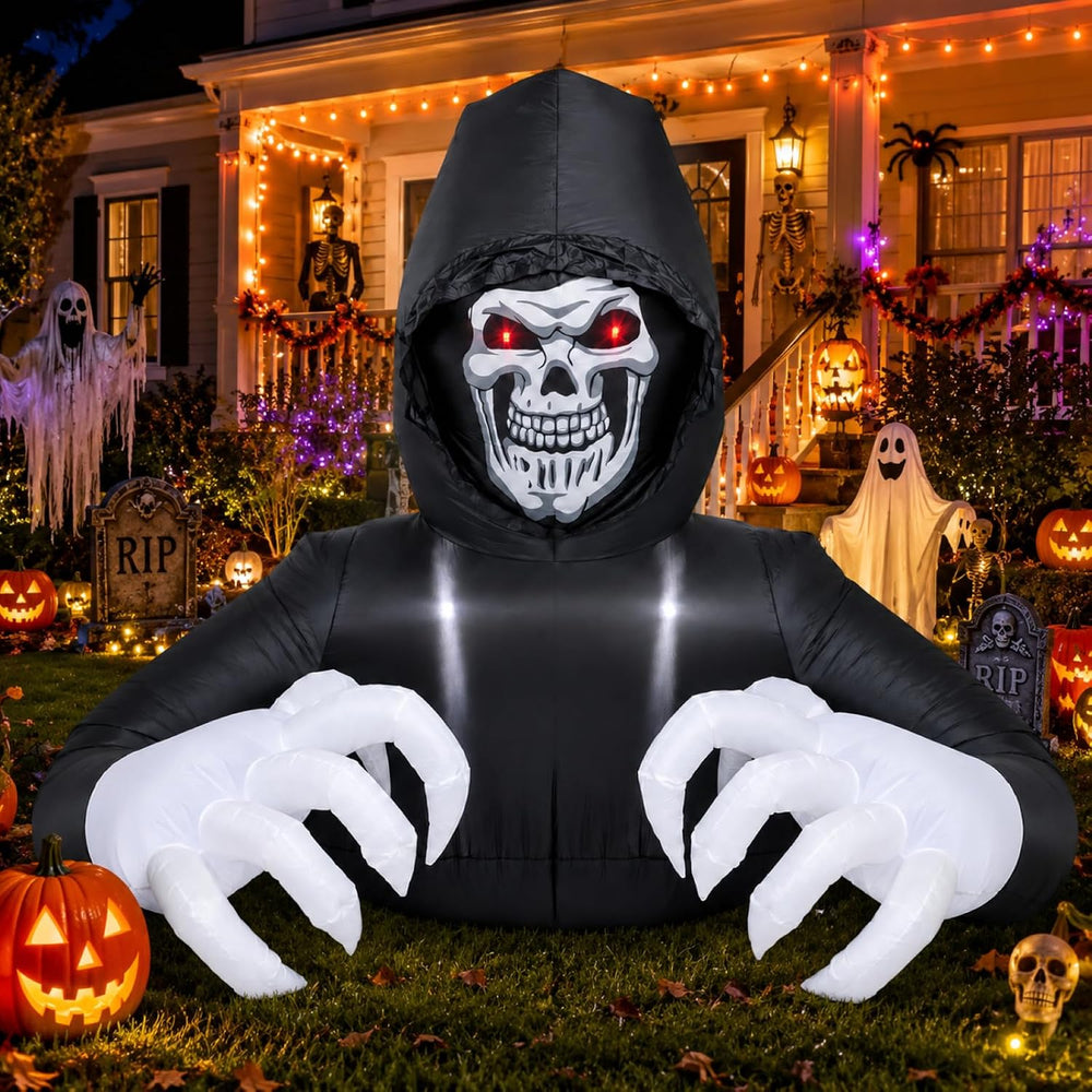 Buheco Inflatable Halloween Decorations Outside Grim Reaper 6FT Giant Scary B...
