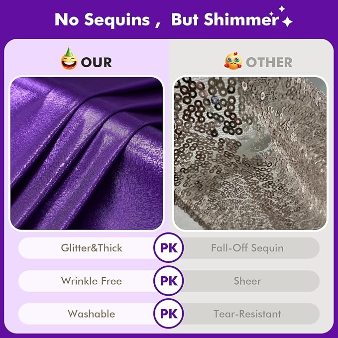 10ftx10ft Shimmer Purple Sequin Backdrop Curtain for Parties, Thick Wrinkle F...