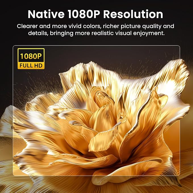 HAPPRUN Native 1080P Bluetooth Projector, Full HD Portable Outdoor Movie