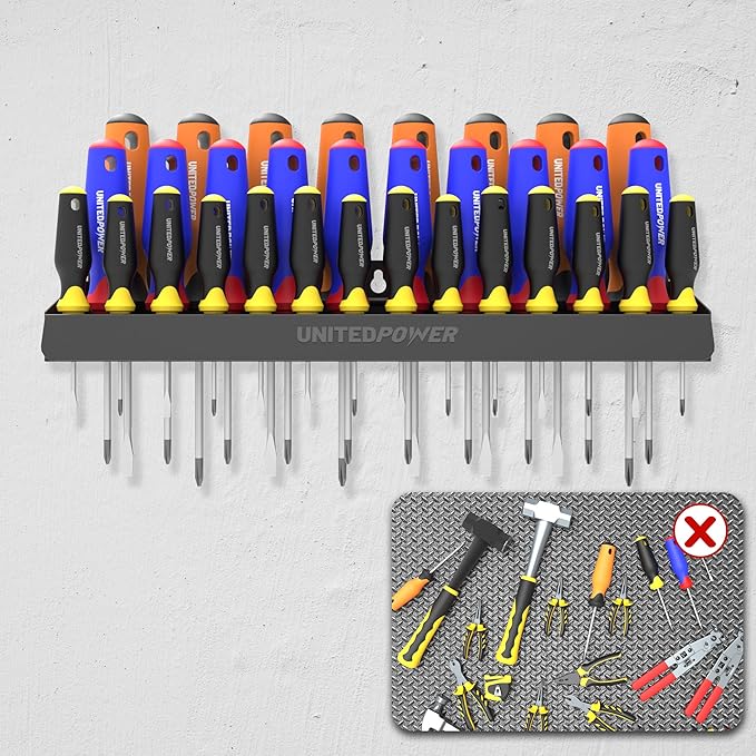 UNITEDPOWER Screwdriver Holder, Wall Mount Storage Rack Organizer