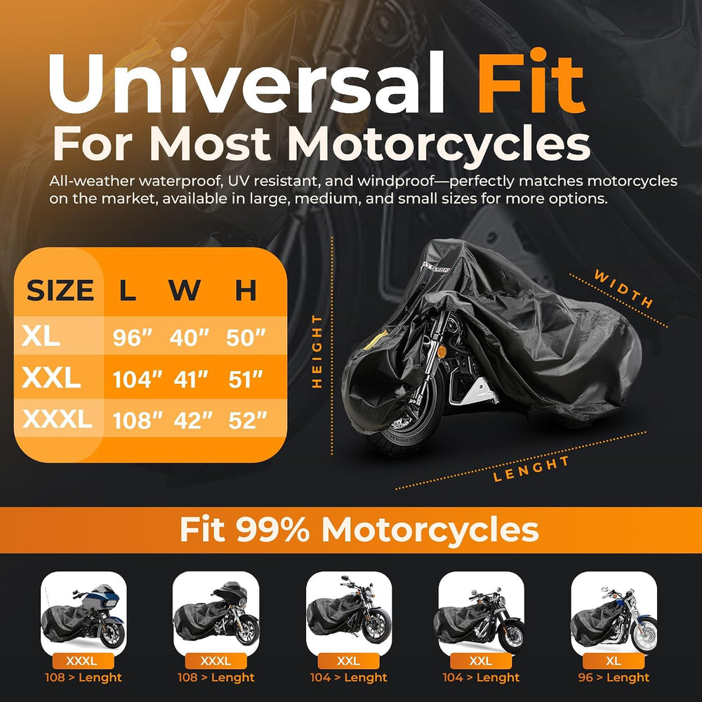 Heavy Duty Motorcycle Cover for - Enhanced Waterproof Motorcycle Covers Outdo...