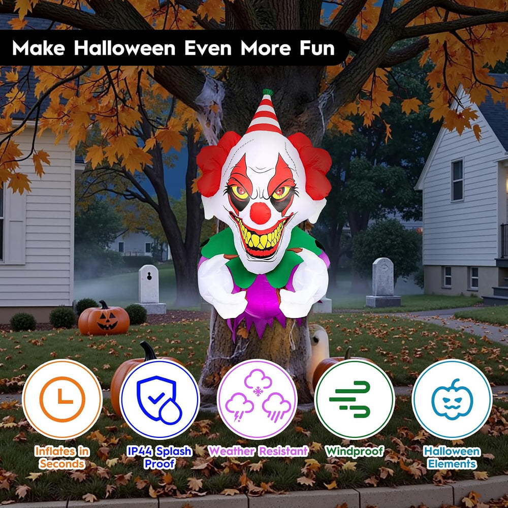 3.9 Ft Halloween Inflatables Scary Clown Broke Out from Window, Halloween Blo...