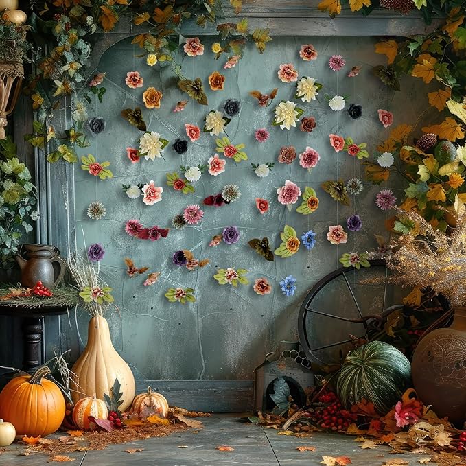 XunYee 6 Pcs 35.4 ft Flower Garlands Hanging Wildflower Backdrop Decoration A...