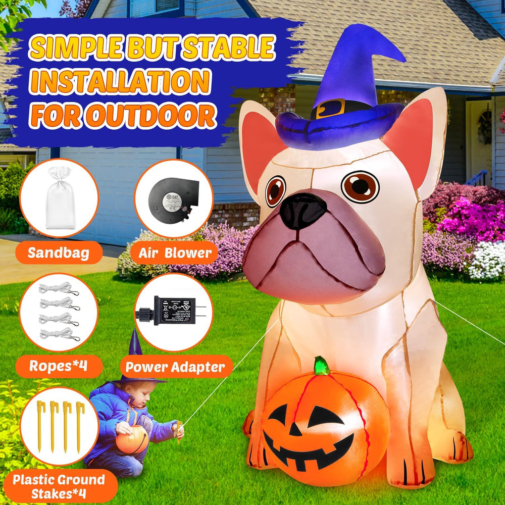 zukakii 5Ft Halloween Inflatables Decorations Build-in Bright LEDs Blow Up Ya...