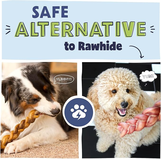 Pawstruck Natural 12” Braided Bully Sticks (25 Count)