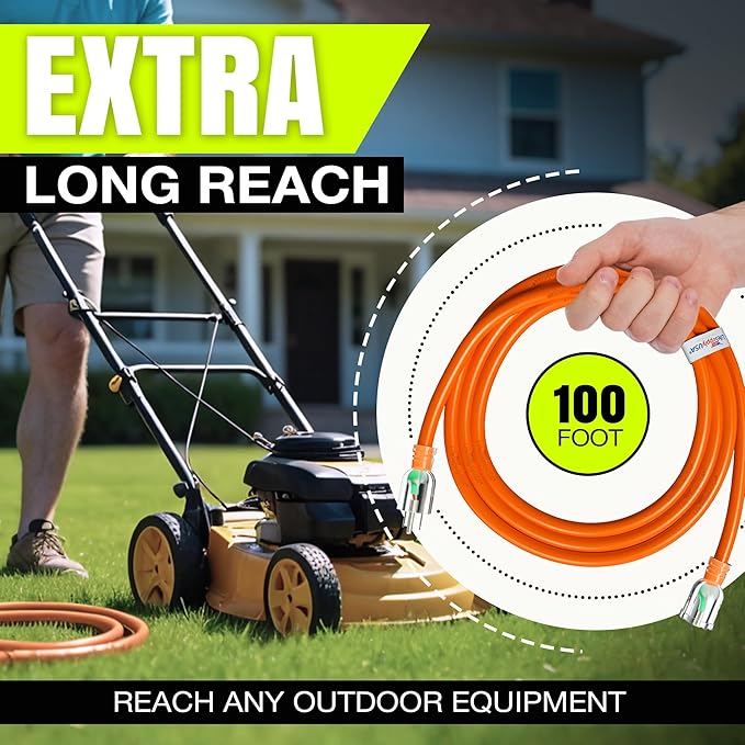 100ft Outdoor/Indoor Extension Cord 10/3 Gauge Ultra Heavy Duty 3 Prong SJTW