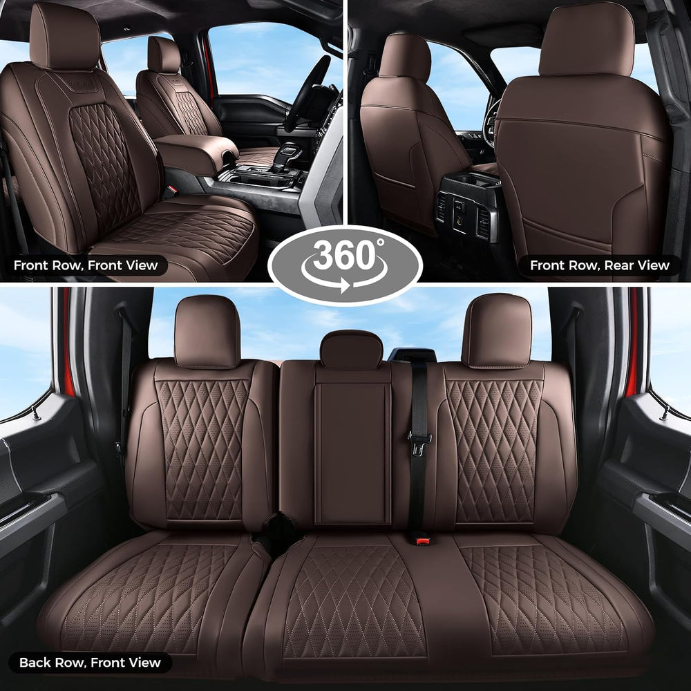 Coverado Premium Leather Full Set Seat Covers Waterproof Heavy-Duty Protector...