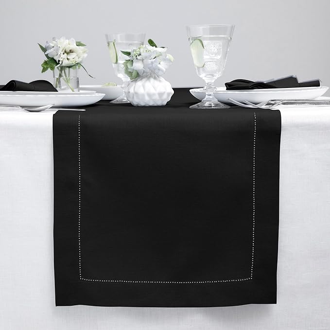 Solino Home Linen Black Table Runner 132 Inches Long - 100% Pure Linen Extra ...