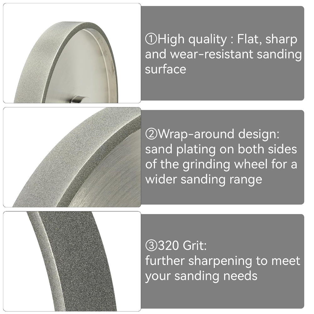 CBN Grinding Wheel 8 Inch, 320 Grit Bench Grinder Wheel 5/8 Arbor