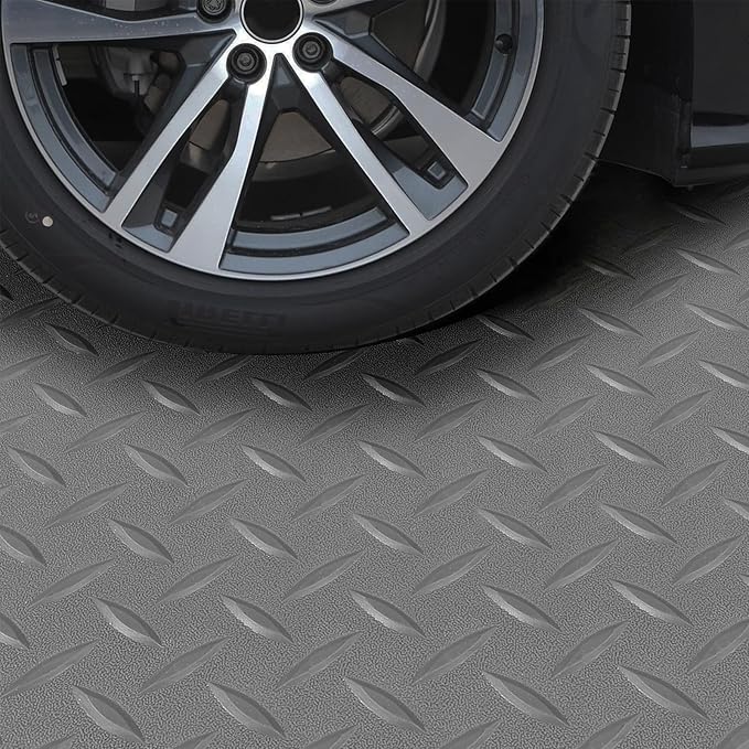 Boshen 7.5Ft x 17Ft Rubber Flooring Mats 1.6mm Diamond Plate Flooring Roll