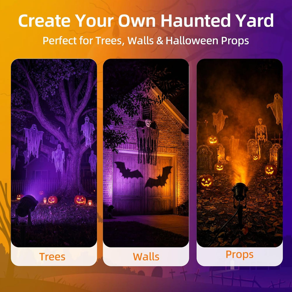 Halloween Orange Purple Spotlights Outdoor Landscape Lighting for Yard