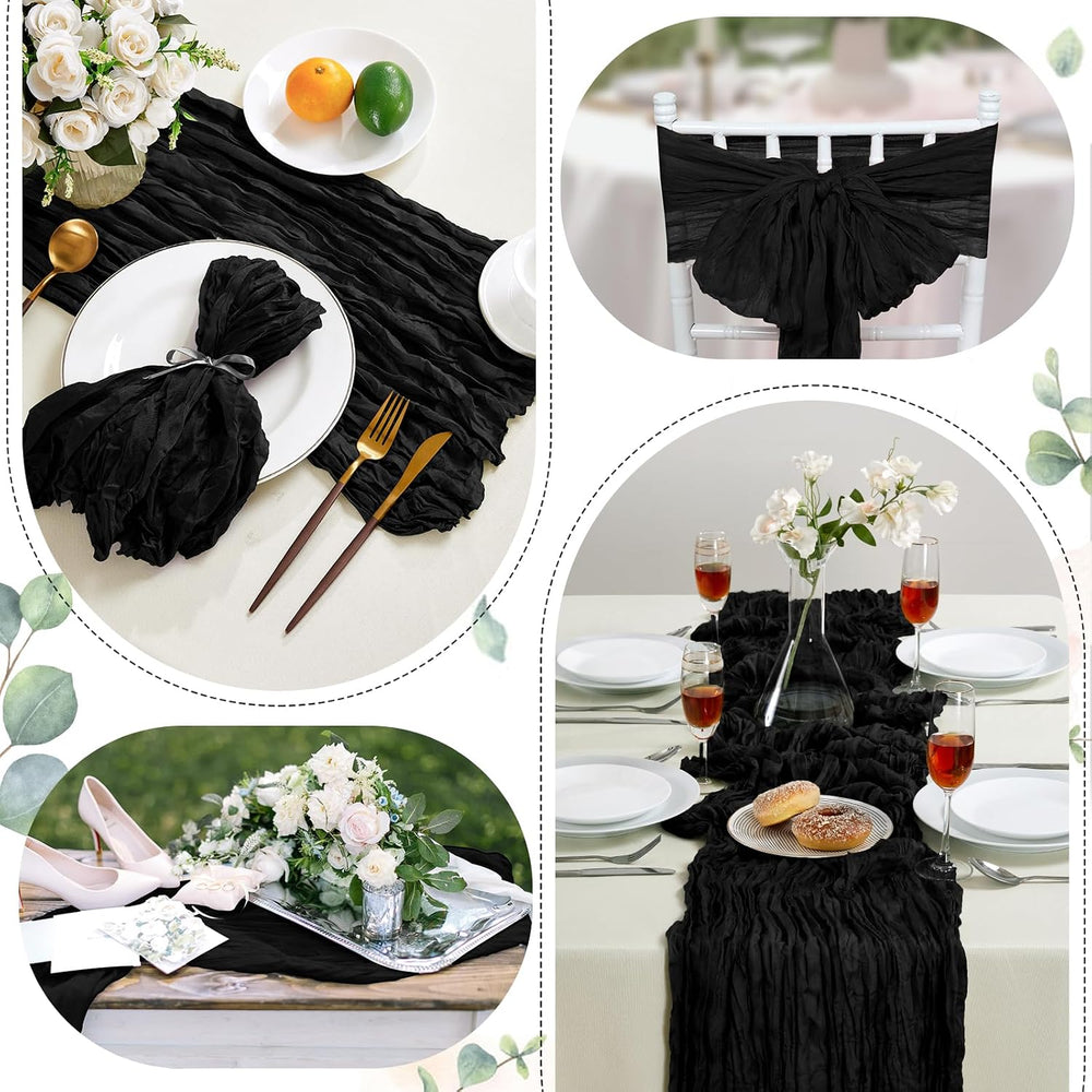 AGIRL 6 Pack Black Cheesecloth Table Runner 10FT Boho Gauze Halloween Decor