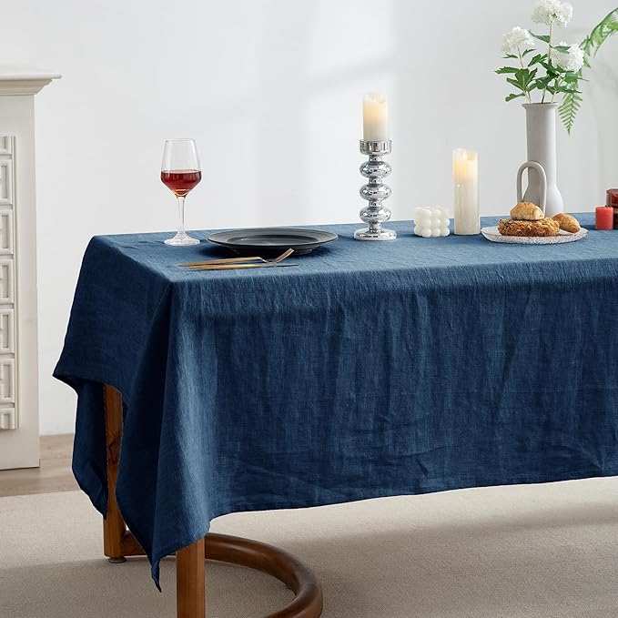 EVERLY 100% Pure Linen Rectangle Tablecloths 60x84Inches for Dining,Buffet Pa...