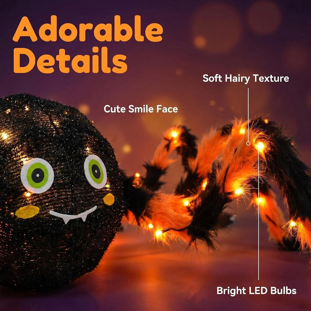 LITBLOOM Halloween Spider with Lights 54IN for Porch Yard Decoration