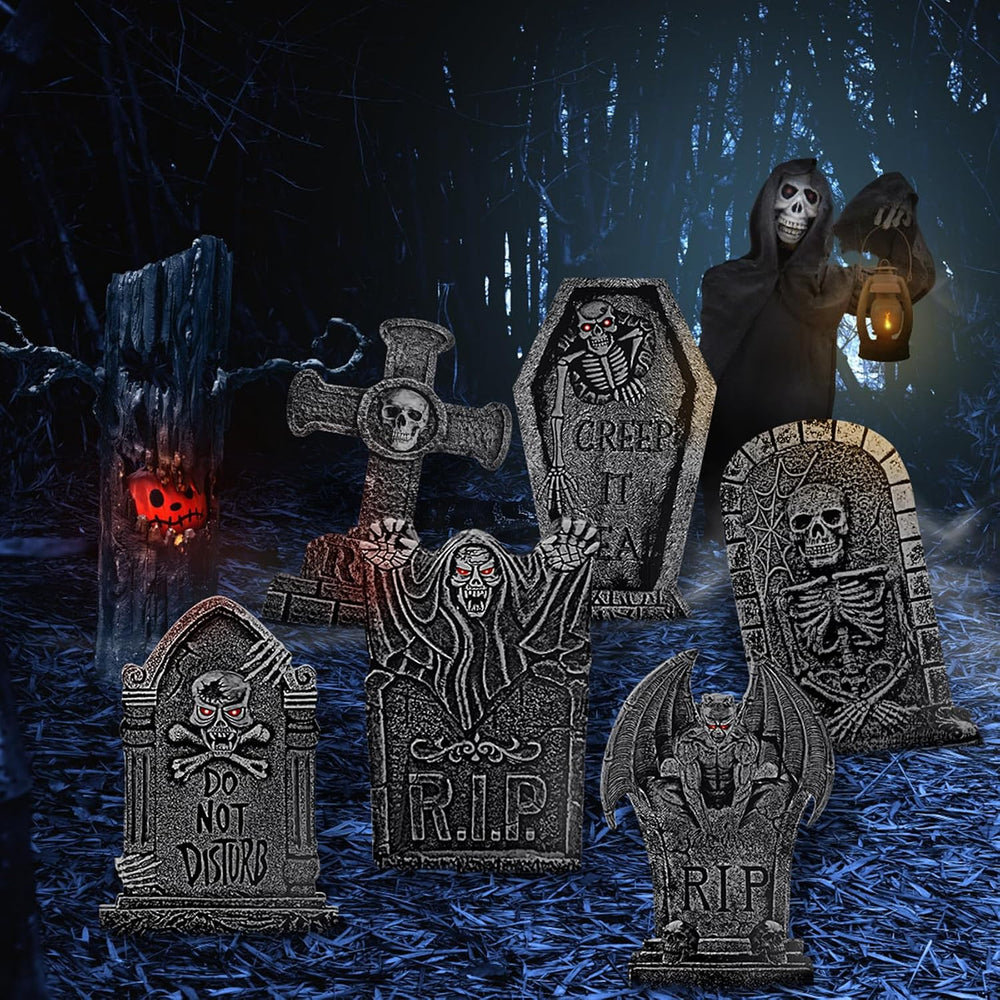 24" Extra Large Tombstones for Graveyard Halloween Decorations Outdoor 6pcs