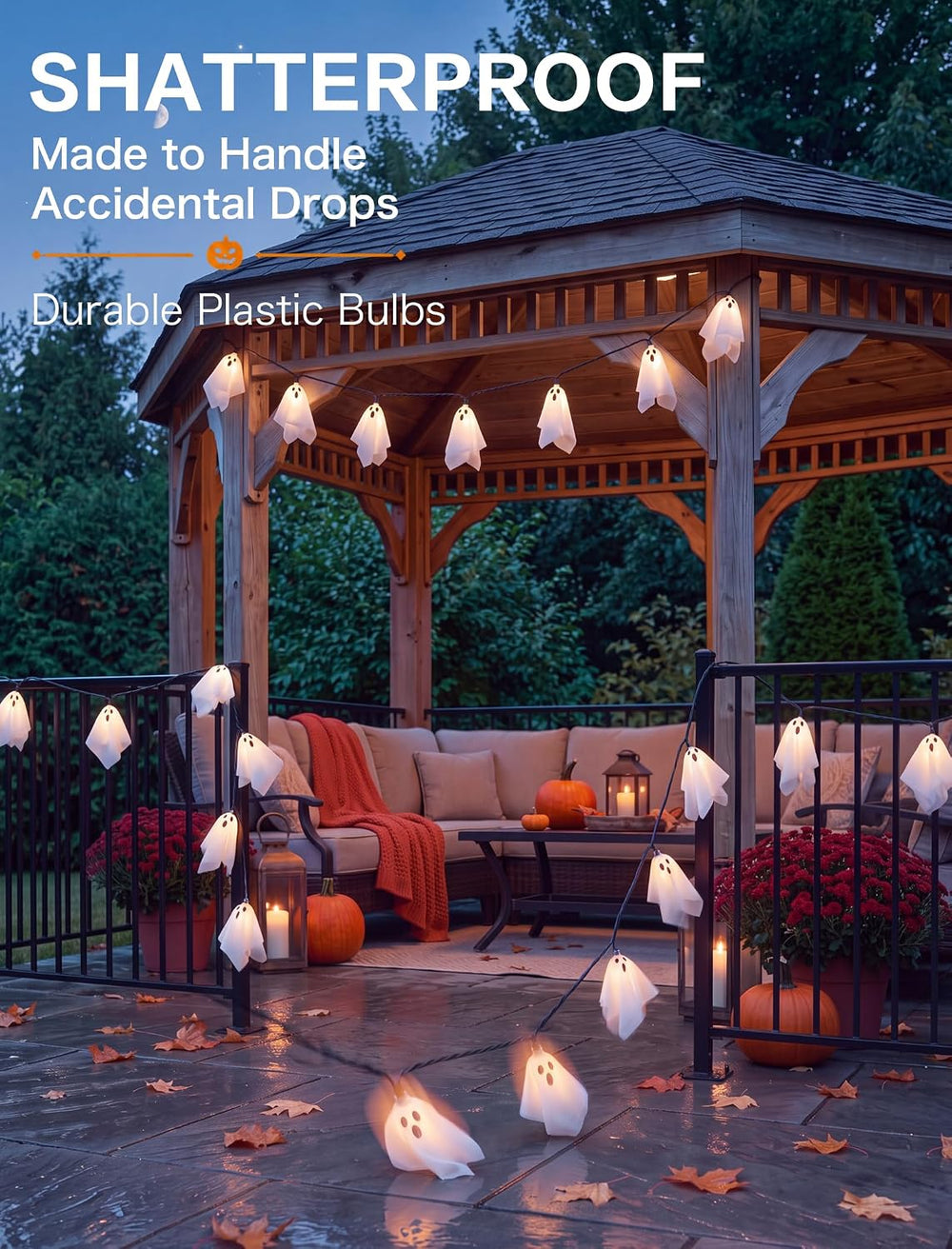 Halloween Ghost String Lights, 8.5FT 10 LED Plug-in Halloween Lights