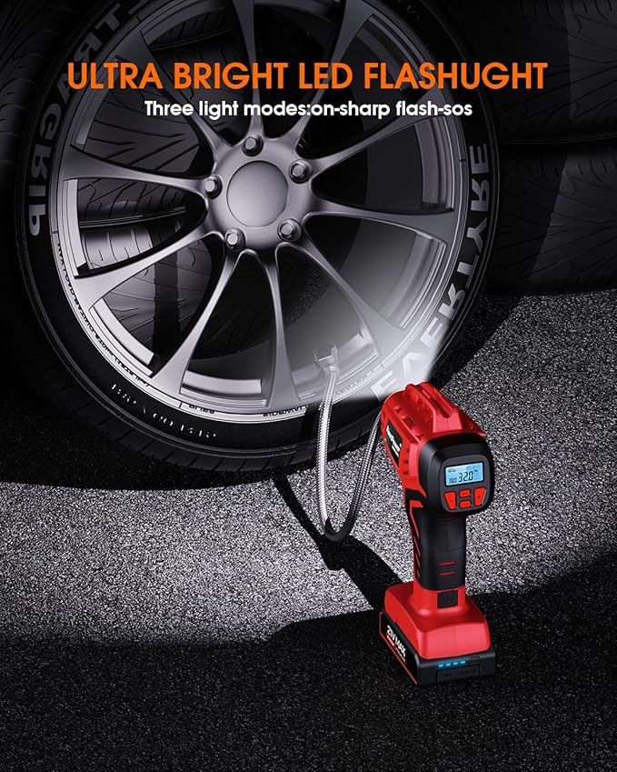 Digital Cordless Tire Inflator Portable Air Compressor Automatic 160PSI w/Gauge