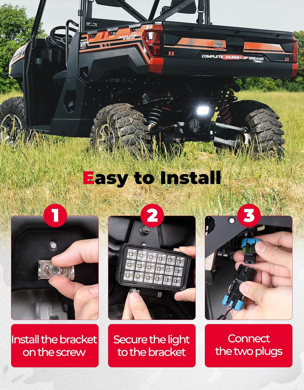 KEMIMOTO Upgraded Backup Light with Switch Compatible with Ranger XP 1000, 36...