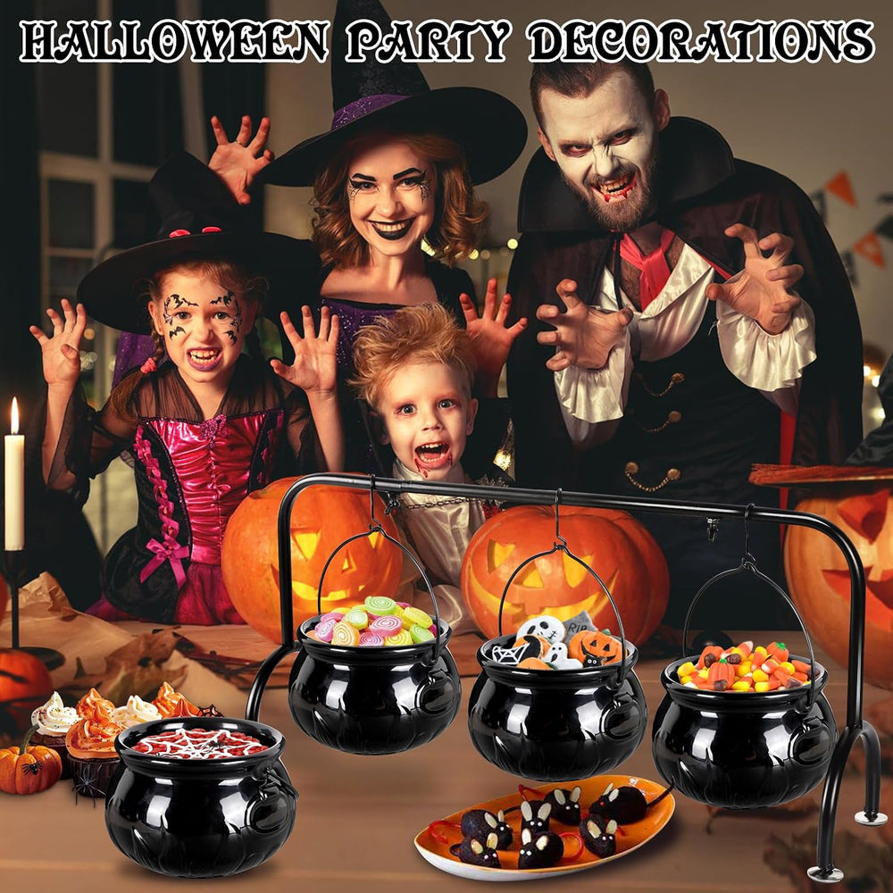 Halloween Party Decorations, 3 Ceramic Witches Cauldron Serving Bowls Set