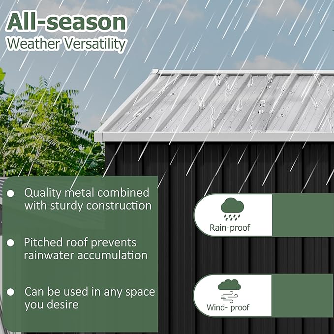 WKM 12x14 FT Outdoor Storage Shed, Utility Metal Tool Storage