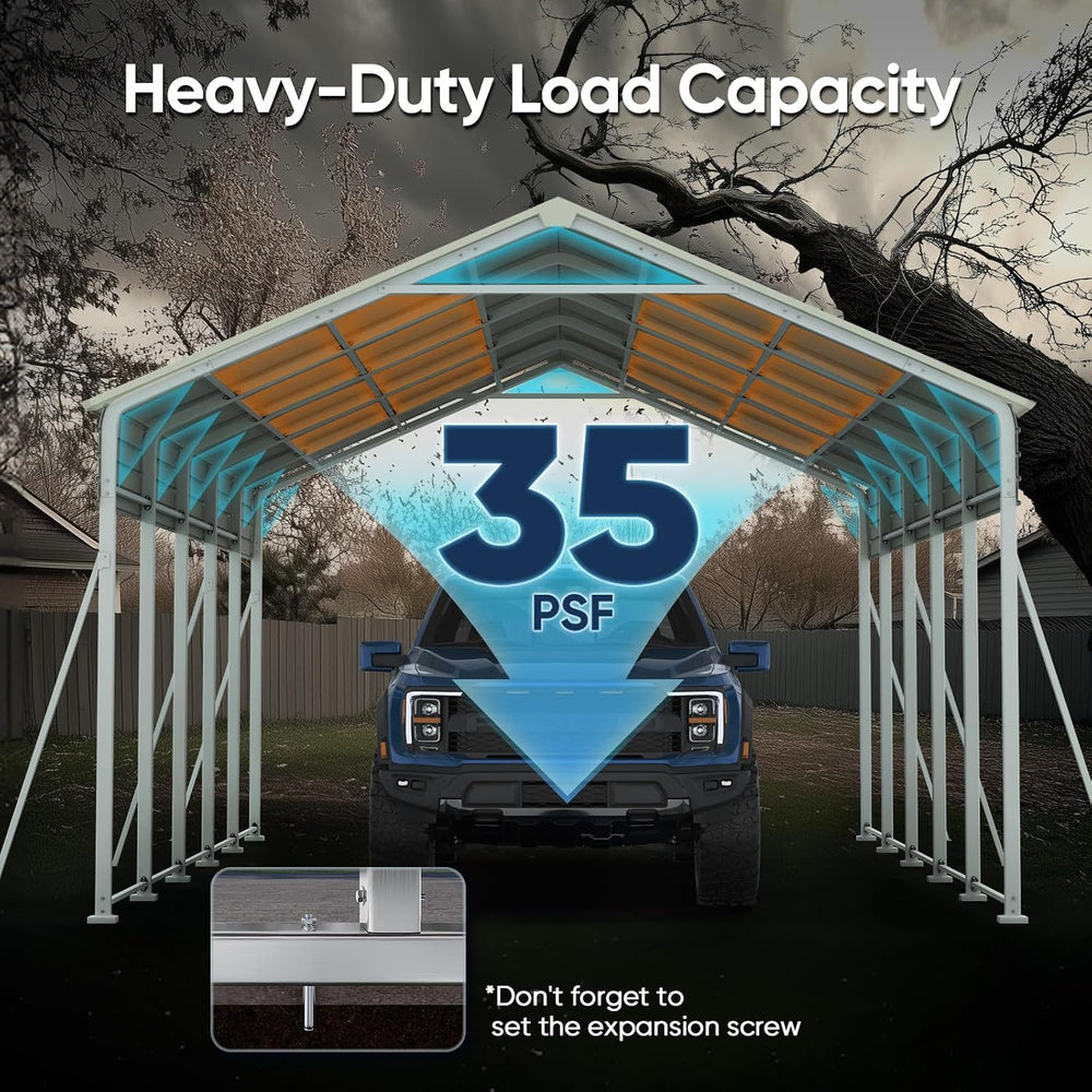 ADVANCE OUTDOOR 13x26 FT Heavy Duty Metal Carport with Vertical Roof, Pre-Dri...