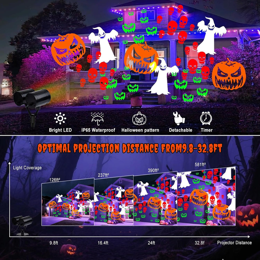 Halloween Projector Lights Outdoor 2026 Upgraded Double Head & Dynamic Ro...