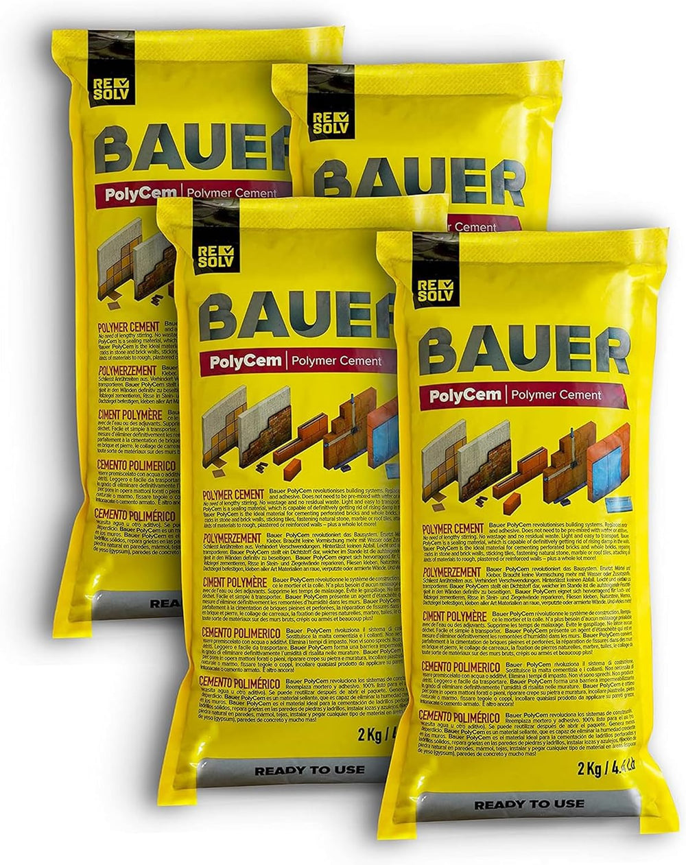 Bauer Instant Polymer Cement 4-Pack - Ready-to-Use Alternative to Mortar &...