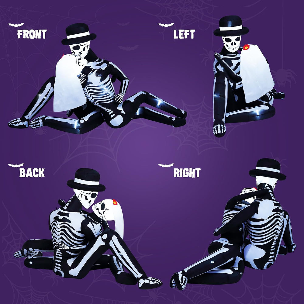 ZPISF 8.5 FT Giant Halloween Inflatables Cuddling Skeleton Couple