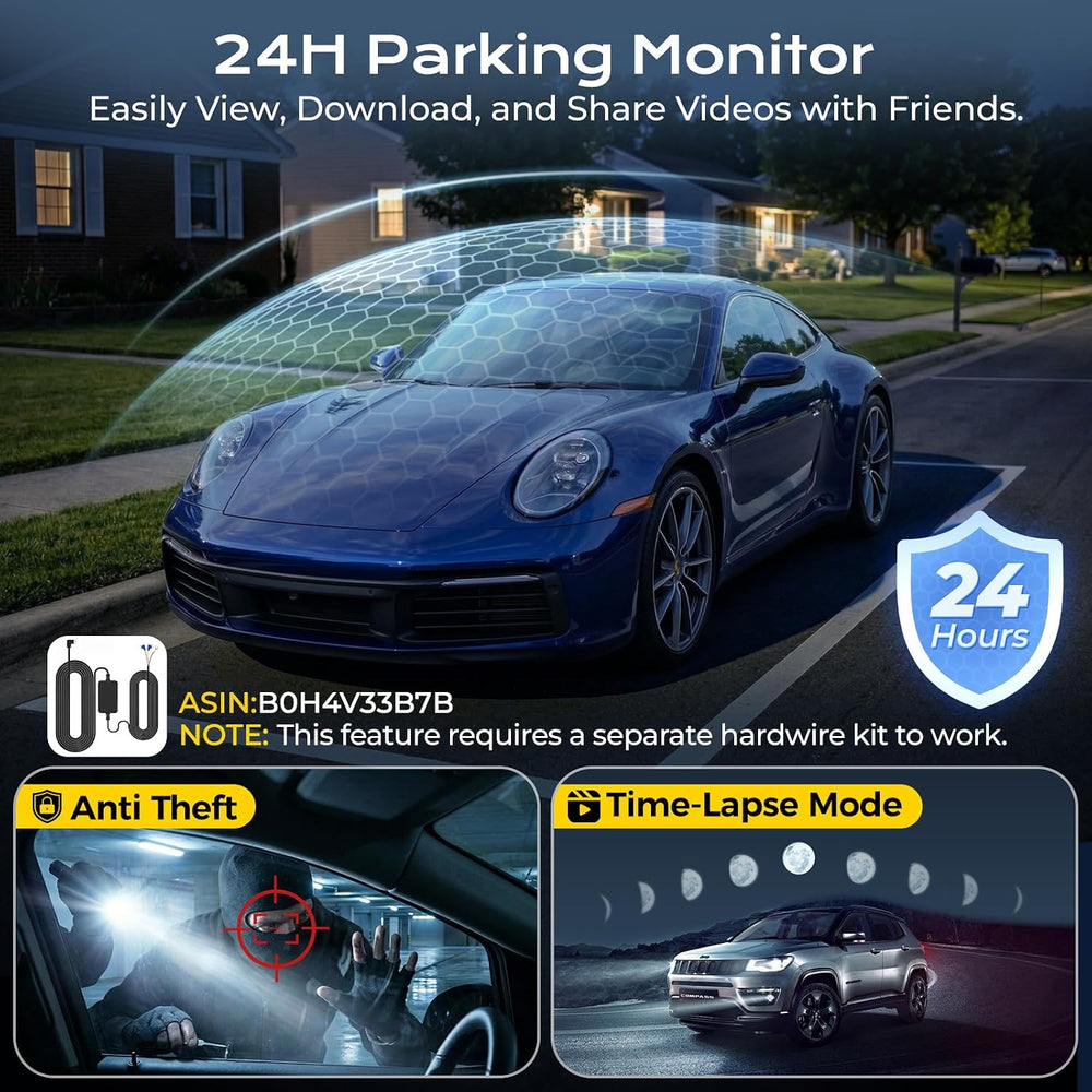 360° Dash Cam 4 Channel, 4K Front Rear and Inside Dash Camera