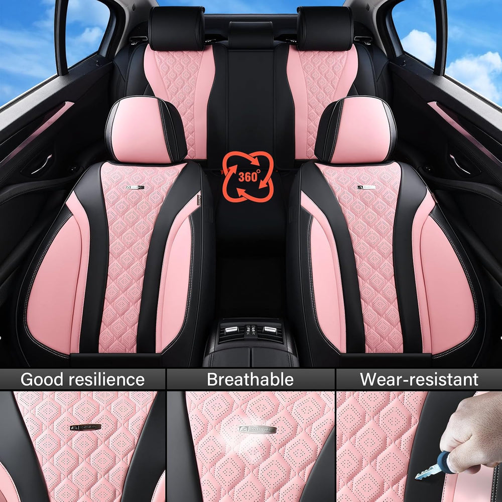 Coverado Seat Covers, Car Seat Covers Front Seats, Perforated Diamond Leather...