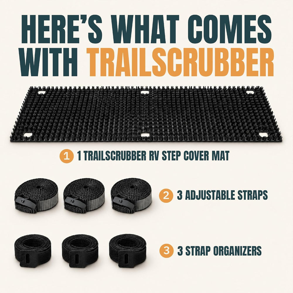 TrailScrubber RV Step Covers, Boot Brush Scrubber Mat for Camper Steps