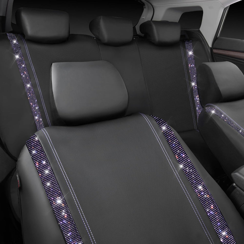 CAR PASS Bling Diamond Car Seat Covers Full Set,Shining Rhinestone Waterproof...