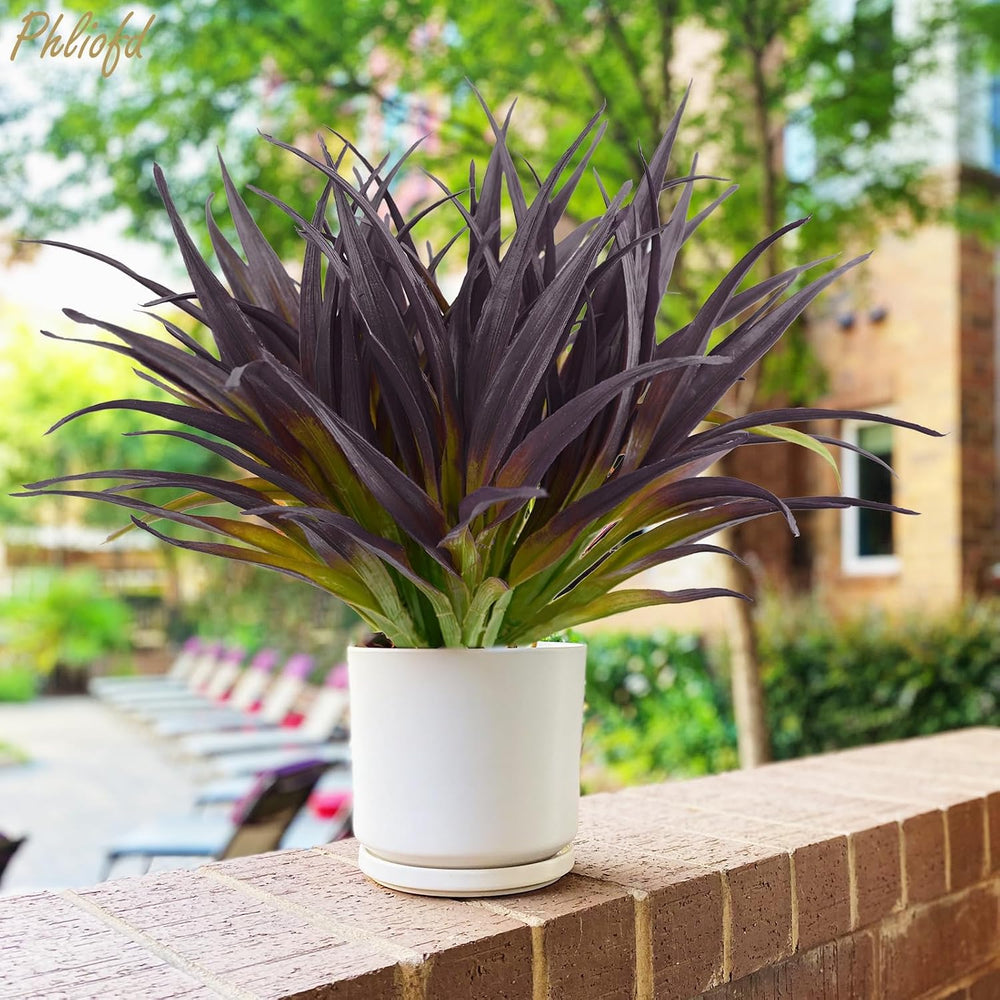 32 Pcs Artificial Grass Fake Grass Plants 17.3in Outdoor Plants UV Resistant ...