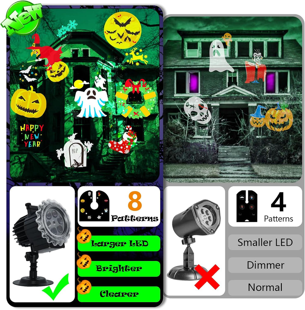 Halloween Projector Lights Outdoor, 8 Images Mode Halloween Lights Projector ...