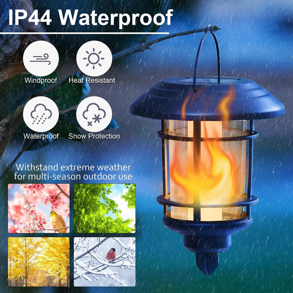 Dynaming 6 Pack Solar Flame Torch Lights Outdoor, Halloween Dual Use Flickeri...