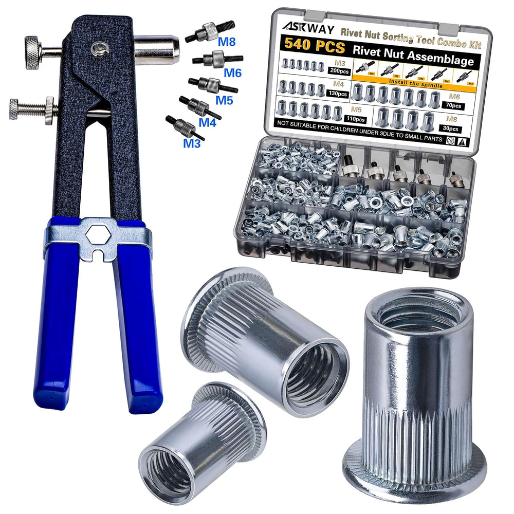 Rivet Nut Tool Kit 540Pcs Nut Riveter Tool Kit