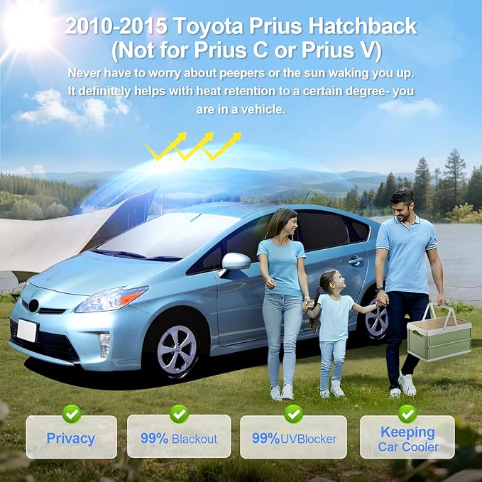 10pcs Car Window Shades for Toyota Prius Hatchback 2010-2015 Accessories