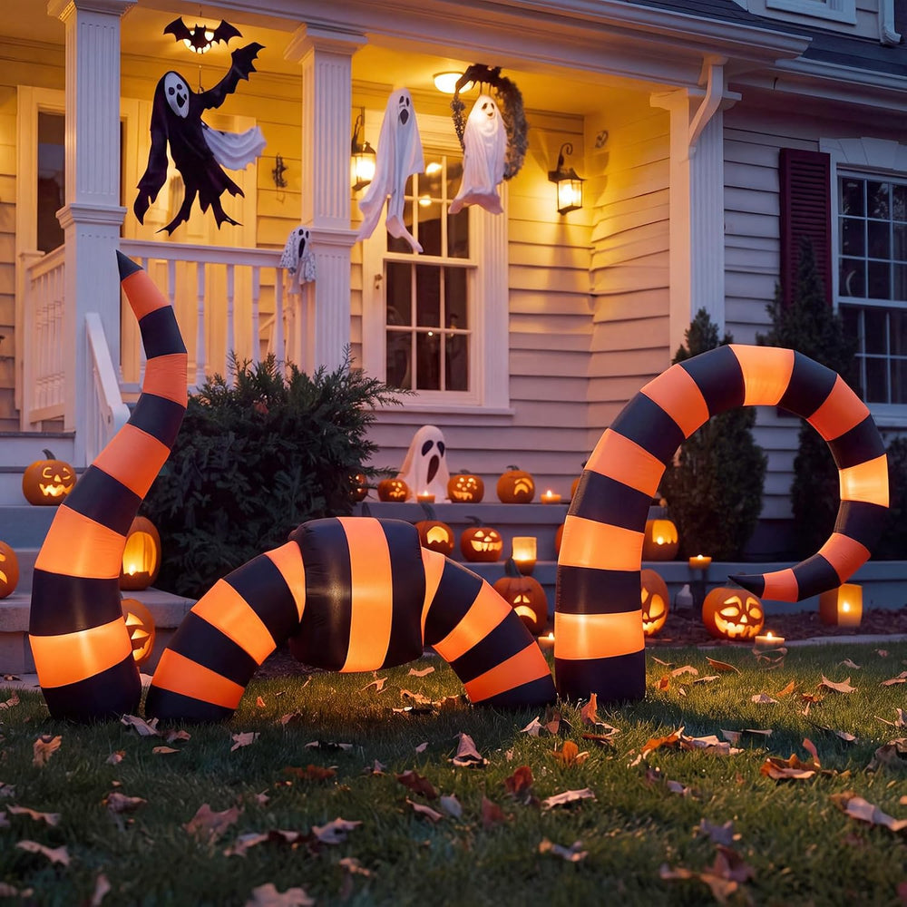 3 Pcs Halloween Inflatable Worm Yard Decoration with Built-in LED