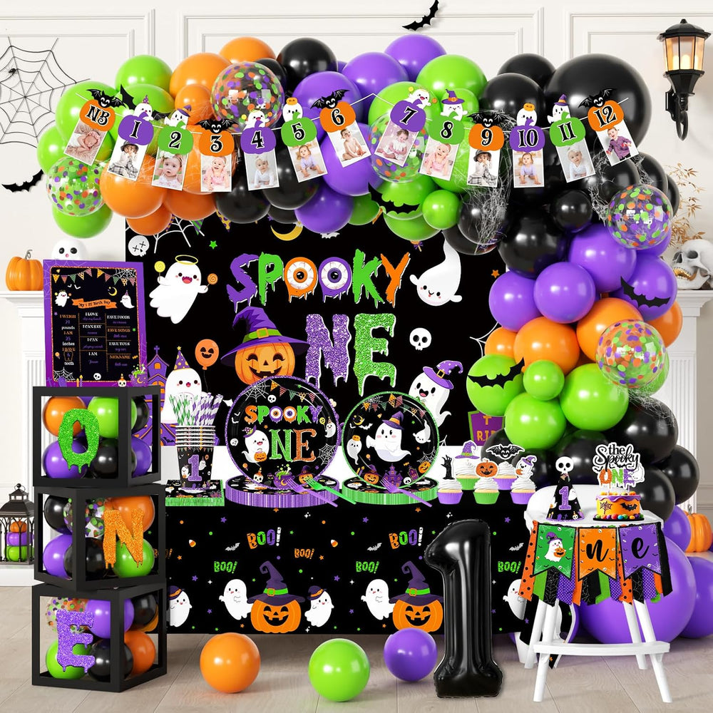 Halloween Spooky One Party Decorations Black Purple Halloween 1st Birthday
